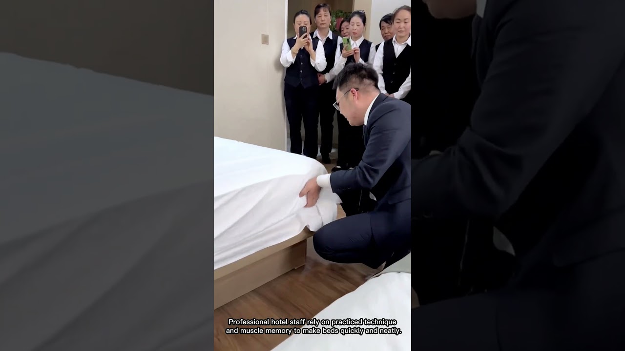Hotel Staff Demonstrate Fast Bed-Making Skills