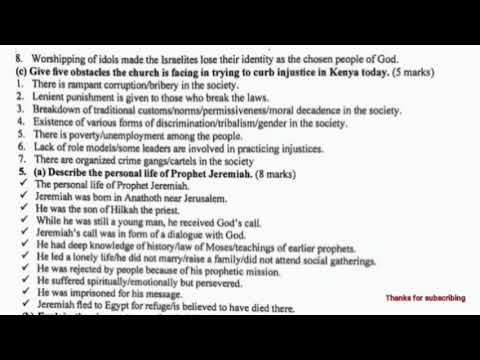 KCSE 2017  | CRE KCSE 2017  PAPER 1 | KCSE REVISION | KCSE CRE Paper 1 Questions and Answers |PART 2