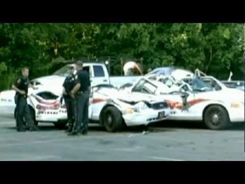 US man crushes seven police cars with tractor