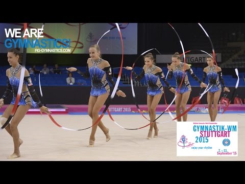 2015 Rhythmic Worlds, Stuttgart (GER) - Highlights 7, Group Apparatus Final, 5 Ribbons