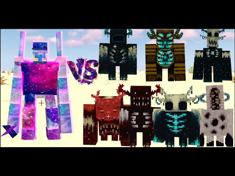 Galaxy Iron Golem VS ALL Wardens, Zorden, Blood Warden | Minecraft Mob Battle |