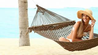 Blonde Woman Beaty on Hammock Palm Tree Beach Vacation Relax HD Scene Video Background