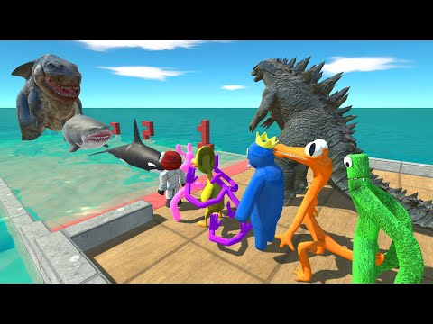 Dive Into The Sea To Fight Megalodon Rex | Rainbow Friends VS Godzilla 2014