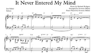 재즈 피아노 .'It Never Entered My Mind'. 악보 재즈 발라드 | 솔로 피아노 | 어쿠스틱 발라드