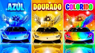 🎁 ESCOLHA SEU PRESENTE! Desafio das Cores! 💙💛🌈 Azul, Dourado ou Colorido? 🎮 #quiz