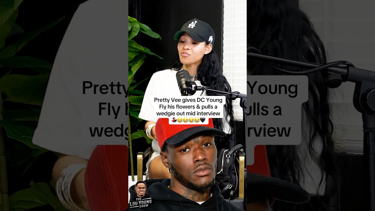 Pretty Vee gives DC Young Fly his flowers & pulls a wedgie out mid interview💃🏾😂😂😂 #shorts
