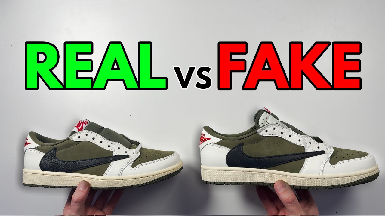 REAL VS FAKE! NIKE X TRAVIS SCOTT AIR JORDAN 1 LOW MEDIUM OLIVE SNEAKER COMPARISON!