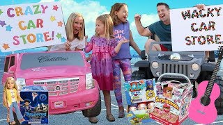 Crazy & Wacky FAKE Car Stores Compete for Addy and Maya !!!
