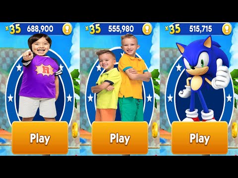 Tag with Ryan vs Vlad & Niki Run vs Sonic Dash All Characters Unlocked