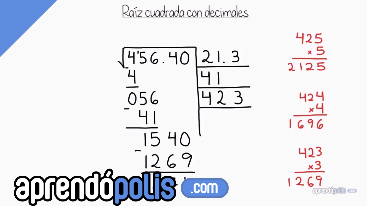 Raíz cuadrada con números decimales