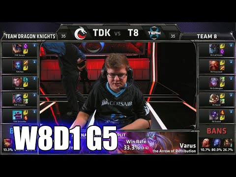 Team Dragon Knights vs Team 8 | S5 NA LCS Summer 2015 Week 8 Day 1 | TDK vs T8 W8D1 G5