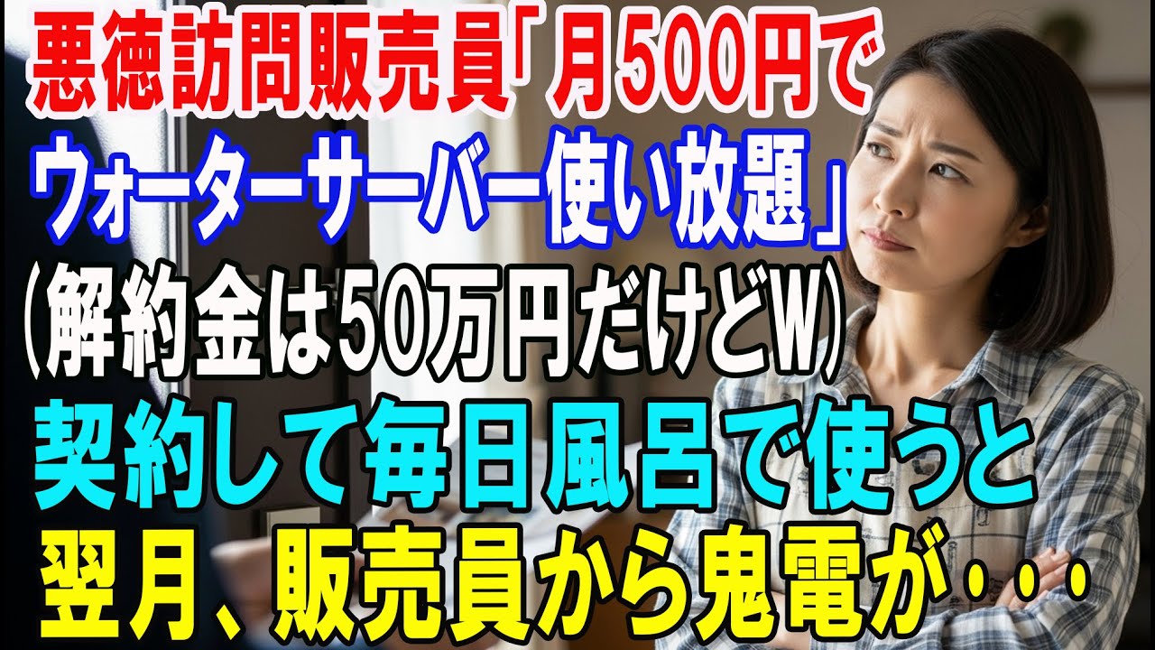 【朗読スカッと人気動画まとめ】悪徳訪問販売員が月500円のウォーターサーバーを売ってきた。その後?