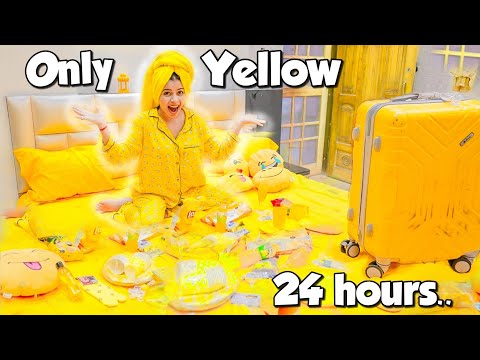 Using only *YELLOW* things for 24 Hours Challenge!!💛