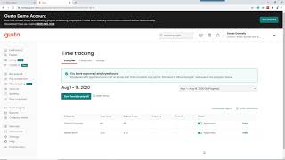 Gusto payroll process using time tracking for hourly employees
