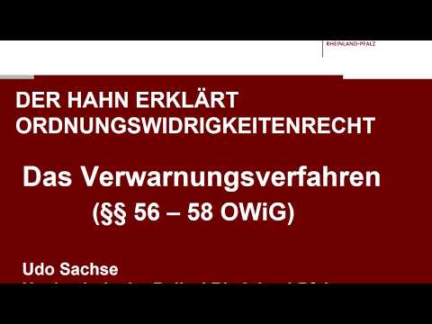 Der Hahn erklärt Ordnungswidrigkeitenrecht- Das Verwarnungsverfahren