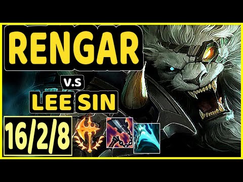 RENGAR vs LEE SIN - 16/2/8 KDA JUNGLE GAMEPLAY - KR Ranked DIAMOND