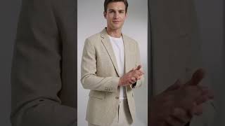 Men’s Natural Beige Linen Blazer – Lightweight Two-Button Wedding, Business and Summer Sport Coat video