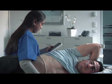 LVivo EF on GE Healthcare's handheld ultrasound, Vscan Extend logo