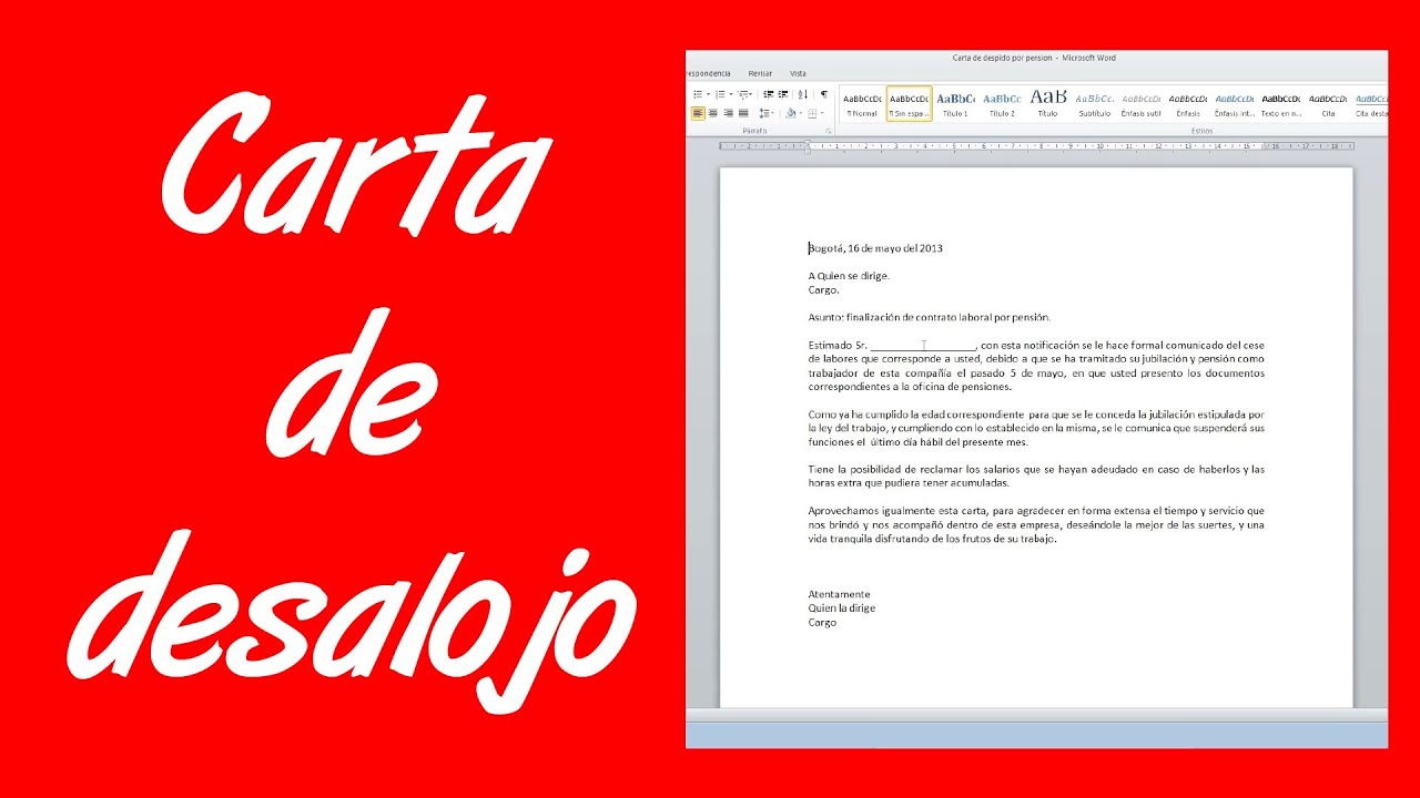 Como hacer una carta de desalojo