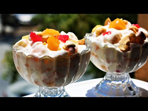 Fruit Cream Recipe with Whipped Cream | Fruit salad with leftover whipped cream