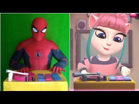 Imitate DJ Angela - SPIDERMAN version - My Talking Angela 2 in real life