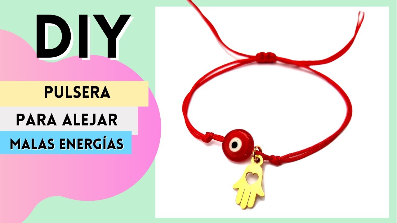 ✅ Pulsera de HILO ROJO para ATRAER Buenas Energías con Mano ✋ Fátima / Hamsa y 🧿 Ojo Turco