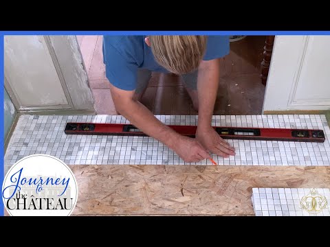 PLANNING and TILING the Marble Floor, CHATEAU Bathroom RENOVATION - Journey to the Château, Ep. 123