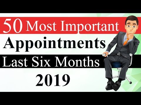 50 Most Important Appointments January to June 2019 - National & International Current Affairs Video
