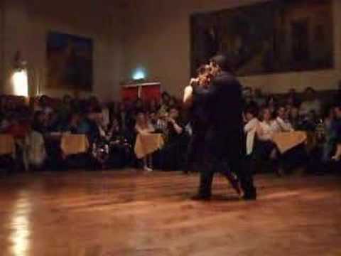  Vilma Fabiana Vega  and  Fernando Galera  are  dancing  to  the  tango  "  Racing Club  "