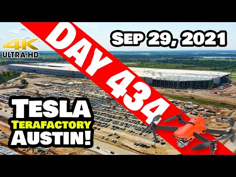 Tesla Gigafactory Austin 4K  Day 434 - 9/29/21 - Terafactory Texas - SUPER BUSY DAY AT GIGA TEXAS!