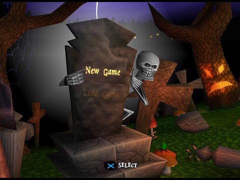 MediEvil intro menu opening scene cemetery graveyard skeleton title 4K HQ