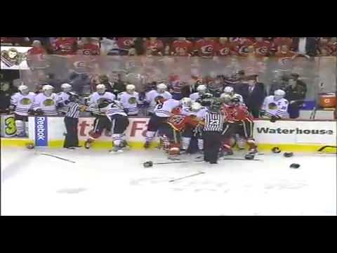 Burish Crosscheck Brawl Scrum @ End Flames Blackhawks Game 3!!!!