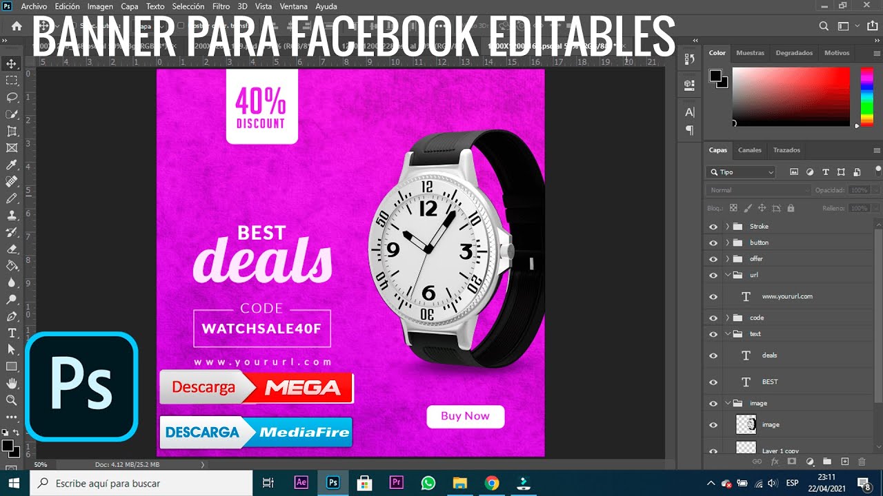 💥 Descargar BANNER para FACEBOOK EDITABLES en PHOTOSHOP
