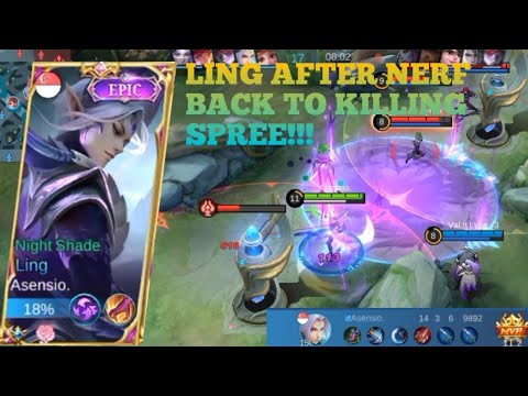 LING Post Nerf Gameplay [ Top Global Ling ] Asensio - Mobile Legends.