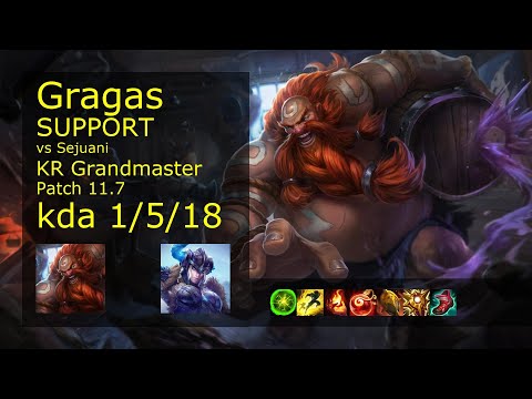 Gragas Support & Tristana vs Sejuani & Samira - KR Grandmaster 1/5/18 11.7 // [롤] 그라가스 vs 세주아니 서폿