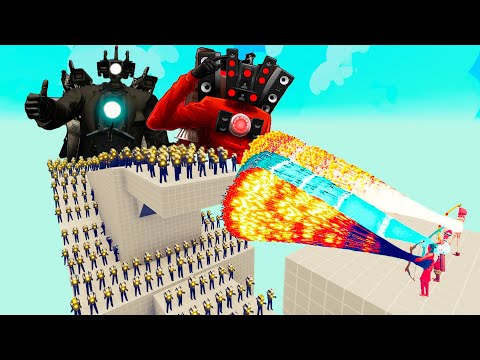100x CAMERAMAN SPEAKERMAN + 2x GIANT TITAN vs 3x EVERY GOD - Totally Accurate Battle Simulator TABS