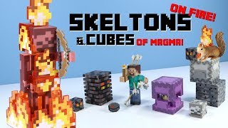 Minecraft Jazwares Series 4 Skeleton on Fire &amp; Magma Cube &amp; Shulker &amp; Steve with Arrows