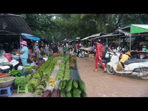 Morning Food Market Scene @Countryside - Market Show Countryside Life at Vihear Sour Kandal Province