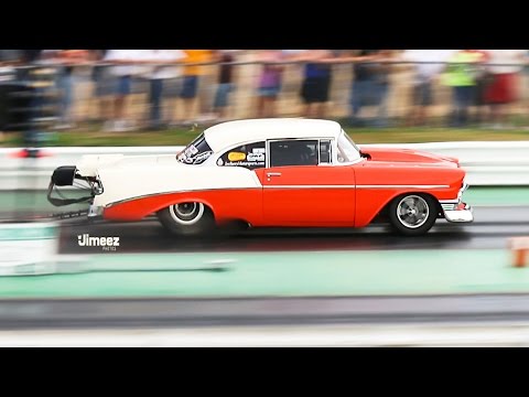 TWIN TURBO! 7.03@200.17MPH! JOE BARRY'S '56 CHEVY 210! '15 HOT ROD DRAG WEEK CORDOVA!