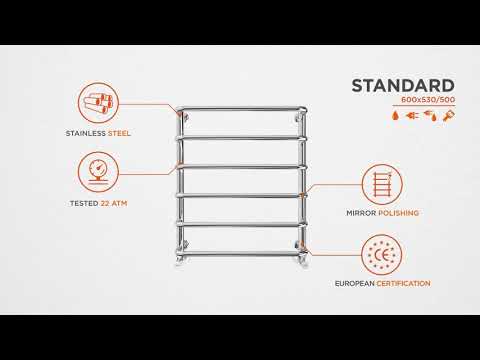 Водяна рушникосушарка Mario Стандарт 1.1.0203.01.P (4820111350391, 600x530, хром/сатин/білий глянець/чорний матовий/золото/бронза)