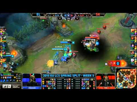EL Shook Rengar First Blood Mid Gank - EL vs SK Game 1 (EU LCS Spring 2015)