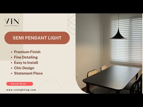 Semi Pendant Light | Modern Rustic Hanging Lamp for Kitchen Island, Dining Room & Minimalist Decor