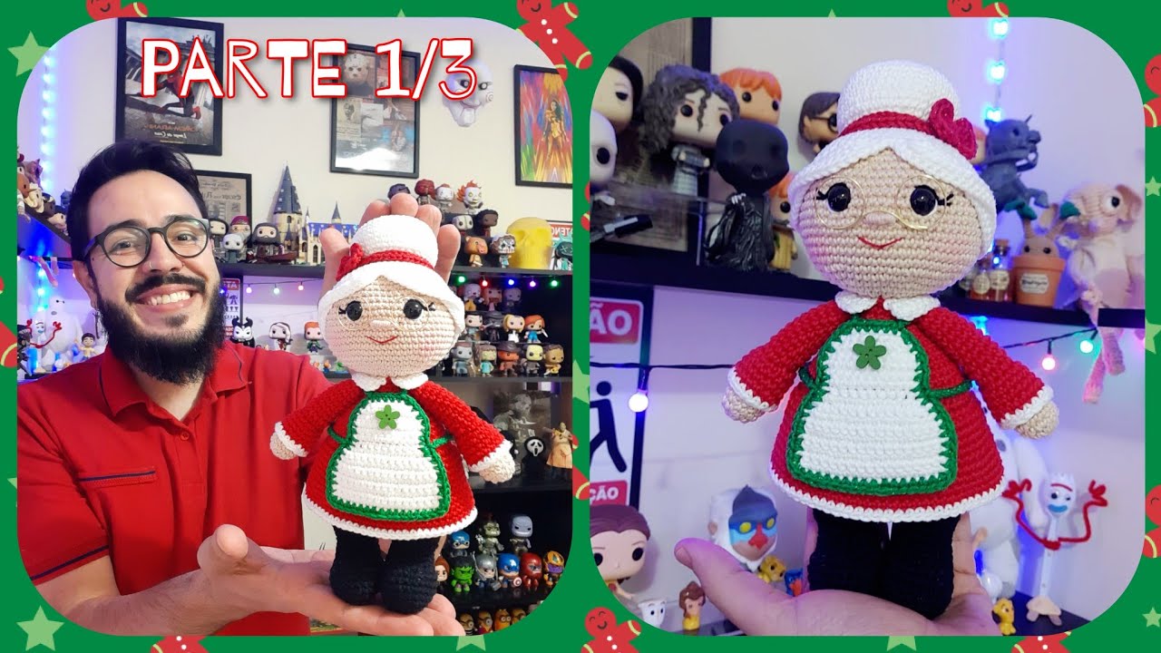 Mamãe Noel Amigurumi Passo a Passo - SEM COSTURAS - ( Parte 1/3 )