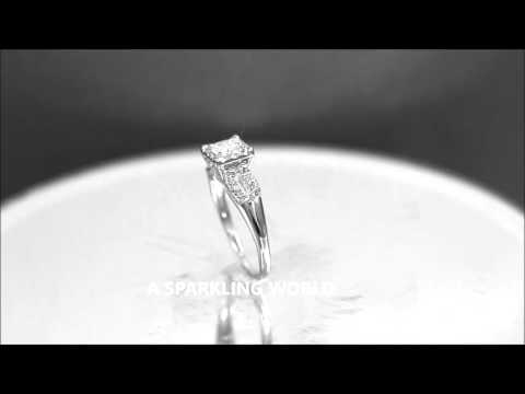 14k White Gold Round Cut Diamond Engagement Ring Art Deco Antique Style 0.80ctw - ASW - 994N