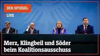 Livestream: Das sagen Merz, Klingbeil und Söder zum Koalitionsausschus