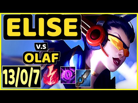 DAT (KITZUO) (ELISE) vs OLAF - QUADRAKILL 13/0/7 KDA JUNGLE GAMEPLAY - NA Ranked GRANDMASTER