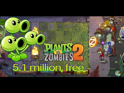 Plants vs. Zombies 2 Arena Week 230, Threepeater Tournament, 5.1m Strategy using free Plants