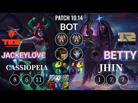TES JackeyLove Cassiopeia vs RNG Betty Jhin Bot - KR Patch 10.14