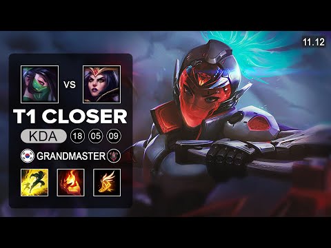 T1 Closer Akali Mid vs LeBlanc - KR Grandmaster Patch 11.12
