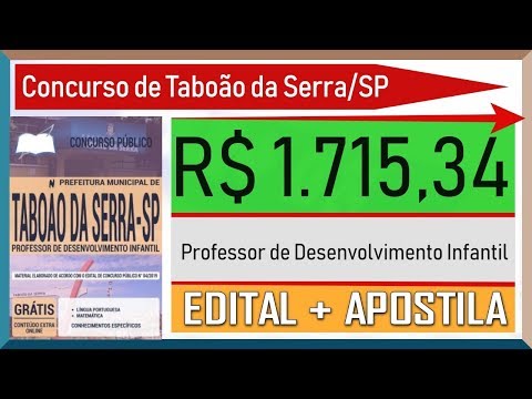 Edital Concurso Taboão da Serra SP 2019 - Apostila Para Professor de Desenvolvimento Infantil